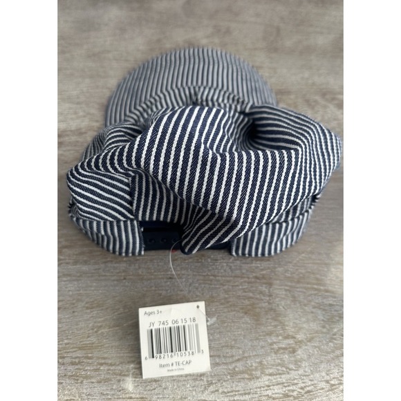 NEW Blue & White Stripe Train Conductor Hat Railroad Engineer Cap Toddler Thomas - Picture 4 of 6